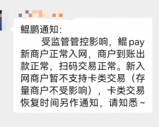 重磅：鲲鹏支付暂停新商户